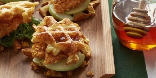 Chicken and Buttermilk Waffles #superbowlparty #snacks #recipe