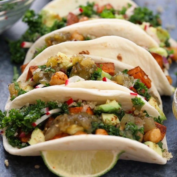 Vegan Sweet Potato Tacos #tacotuesday #taco #recipe #dinner