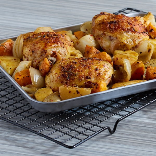 Chicken Thighs with Roasted Root Veggies #toasteroven #recipe #dinner