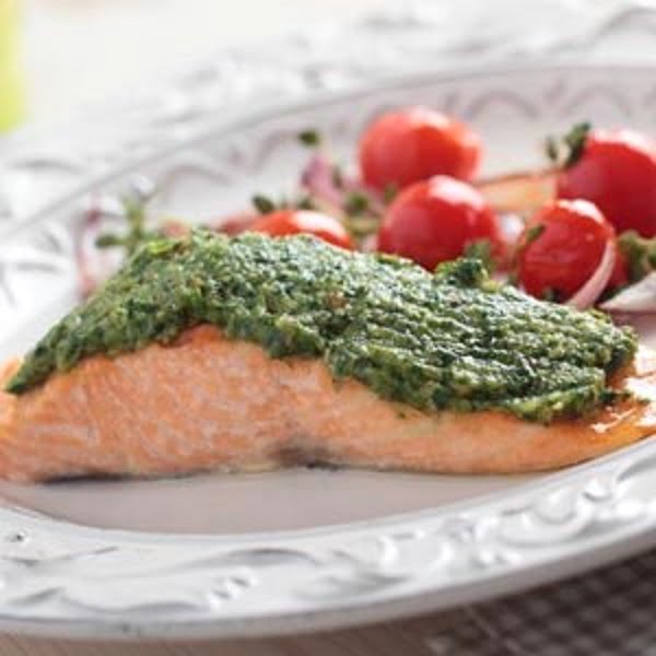 Toaster-Oven Pesto Salmon