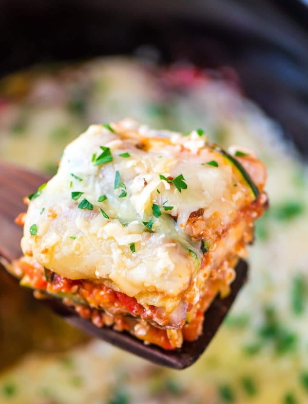 Crock Pot Low Carb Lasagna Recipe #vegetarian #crockpot #dinner #recipe