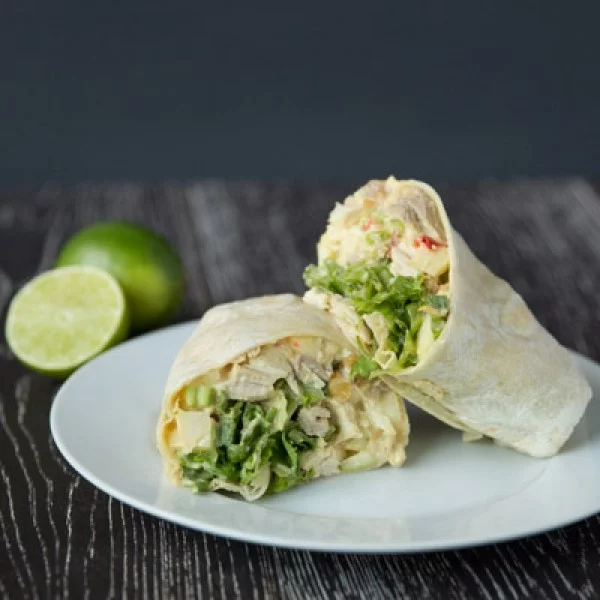 Curried Chicken Salad and Apple Wraps - Tastes Lovely #recipe #wrap #dinner #snack