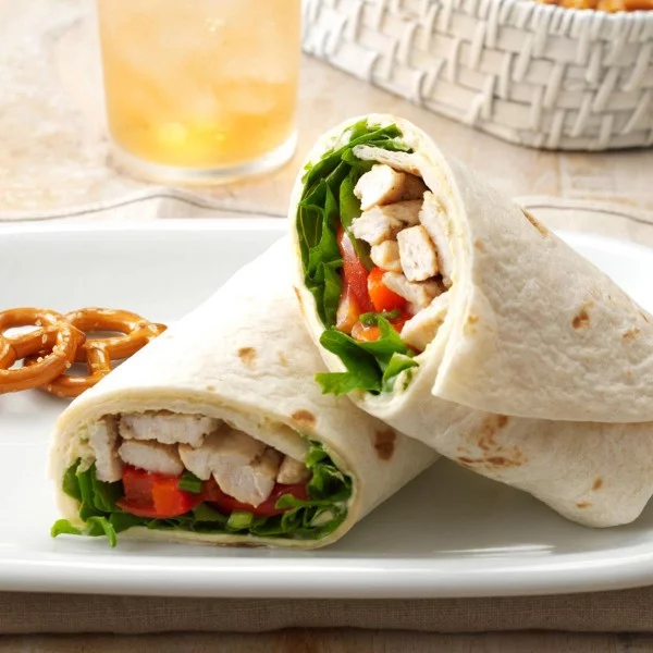 Warm Turkey & Tomato Wraps Recipe | Taste of Home #recipe #wrap #dinner #snack