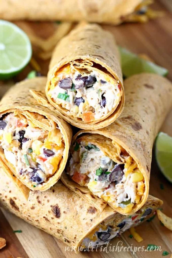 Southwest Cream Cheese Chicken Wraps | Let's Dish Recipes #recipe #wrap #dinner #snack