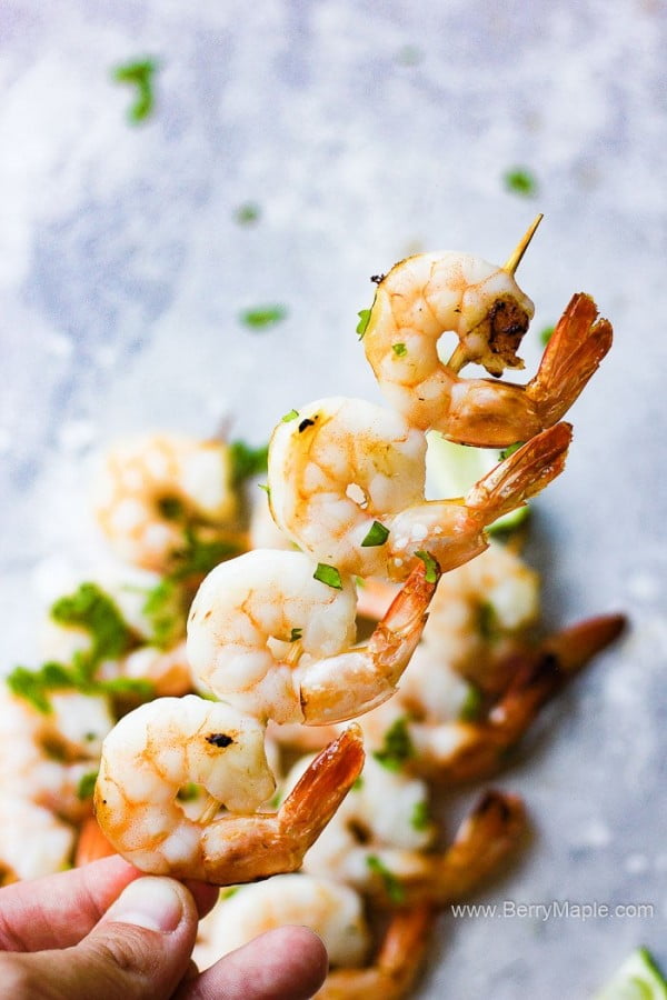 Air Fryer garlic lime shrimp kebabs #airfryer #dinner #food #recipe