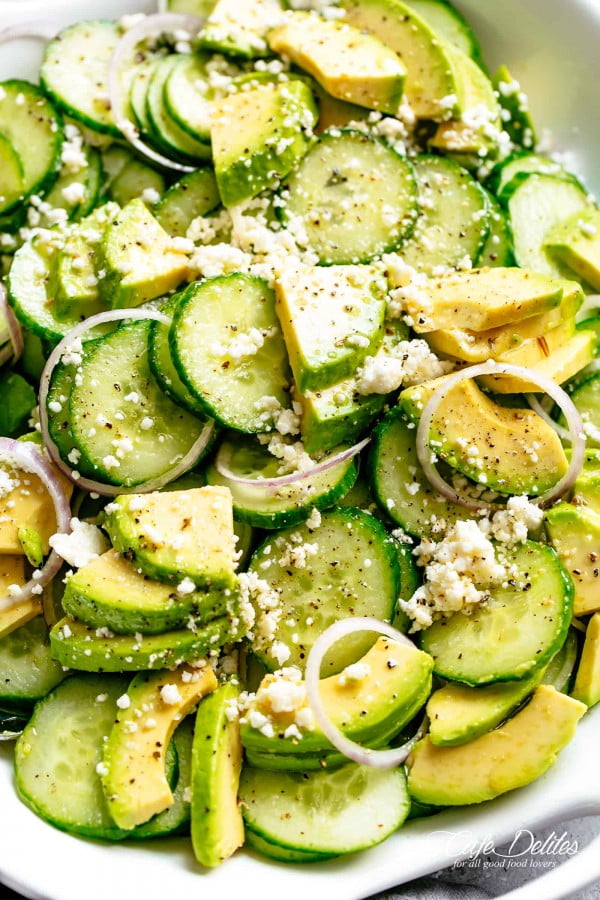 Avocado Feta Cucumber Salad #avocado #recipe #food #dinner