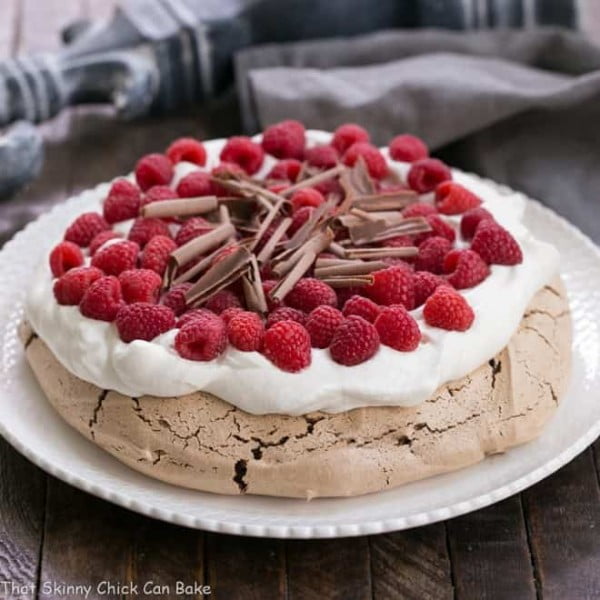 Chocolate Raspberry Pavlova #berries #dessert #recipe