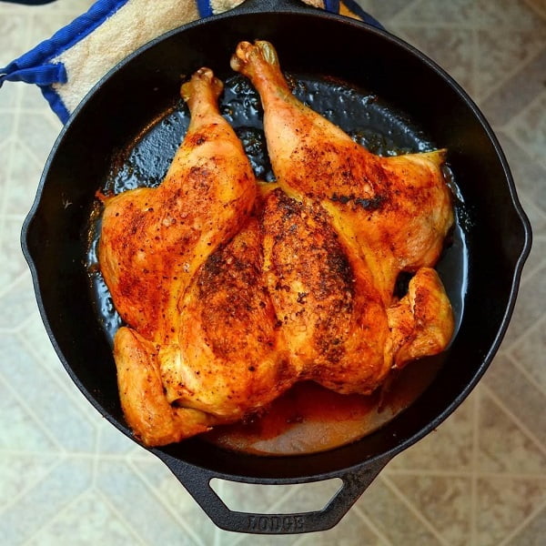 Cast Iron Roasted Butterflied Chicken #dinner #recipe