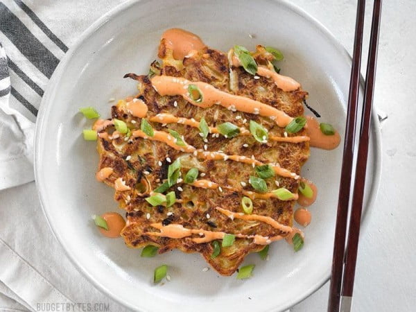 Savory Cabbage Pancakes (Okonomiyaki) #cabbage #dinner #recipe #food