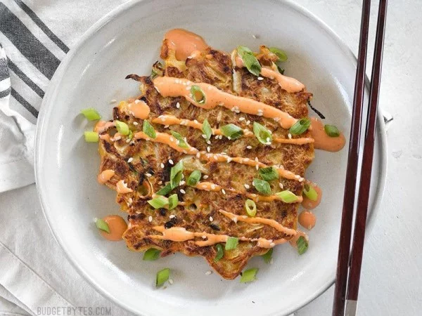 Savory Cabbage Pancakes (Okonomiyaki) #cabbage #dinner #recipe #food