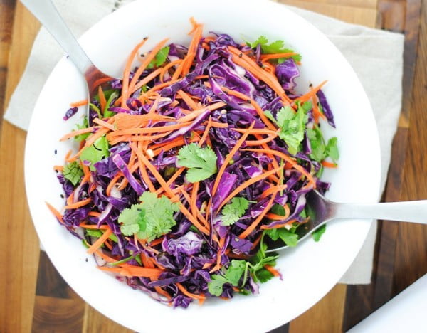 Easy Asian slaw with red cabbage and carrot #cabbage #dinner #recipe #food