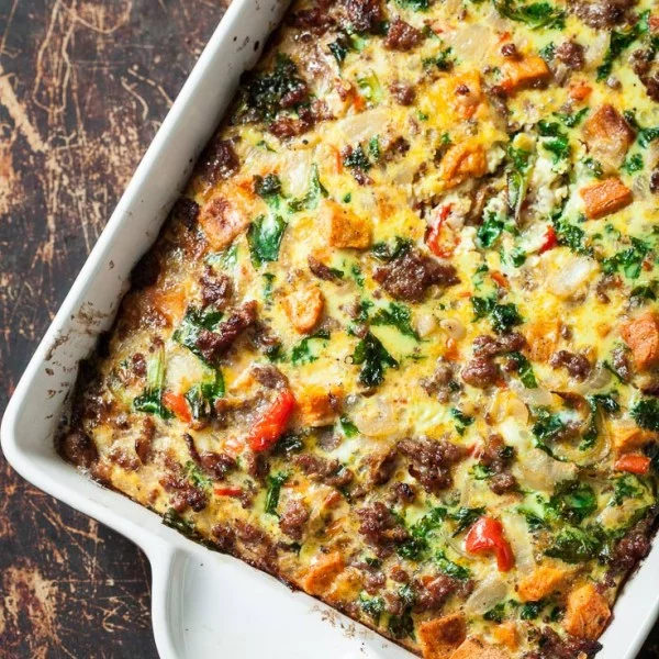 Sweet Potato Sausage Breakfast Casserole #recipe #casserole #dinner