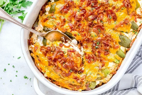 Jalapeño Popper Chicken Casserole #recipe #casserole #dinner