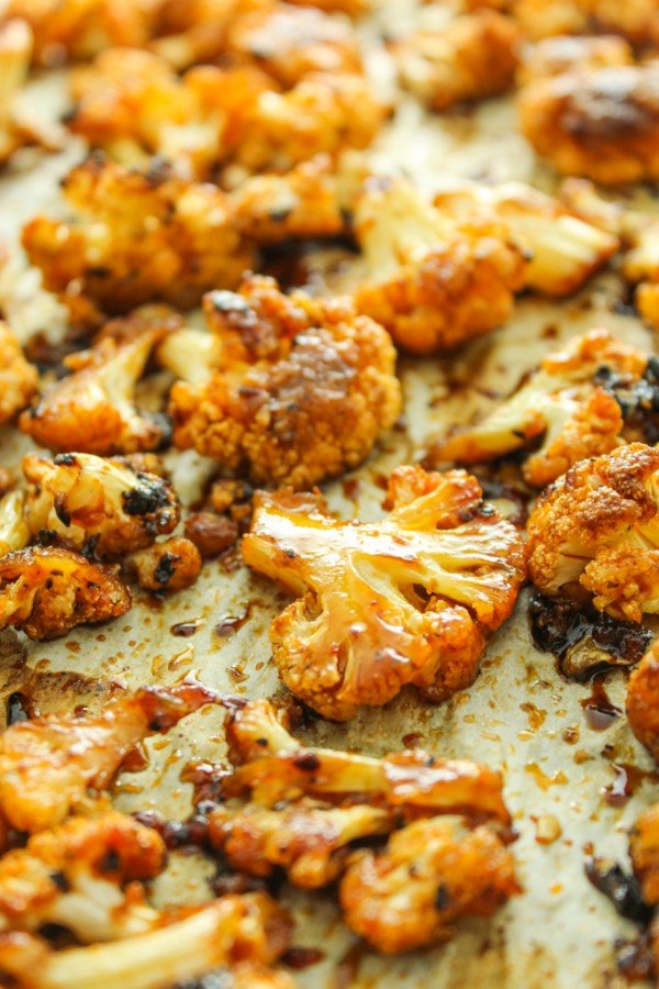 Sweet and Spicy Roasted Cauliflower from The Fitchen #cauliflower #dinner #recipe #food