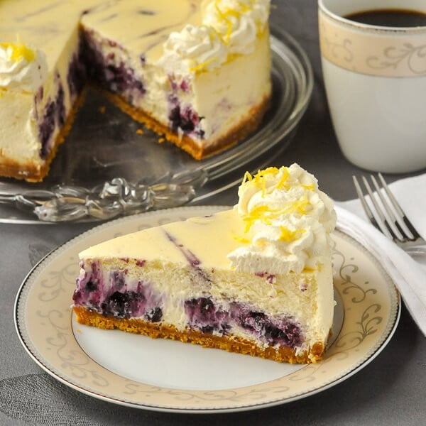 Lemon Blueberry Swirl Cheesecake #dessert #cheesecake #recipe