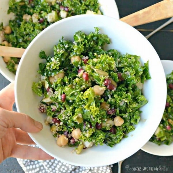 Kale Quinoa Salad Recipe (Vegan) #chickpea #healthy #dinner