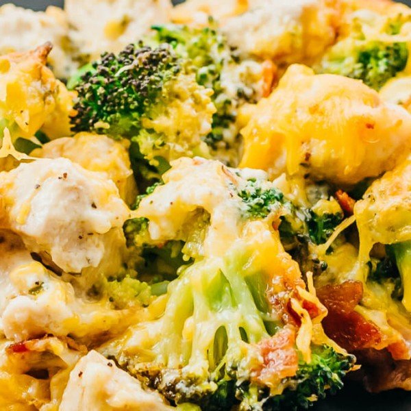 Chicken Bacon Ranch Casserole (Keto, Low Carb) #comfortfood #food #dinner #recipe