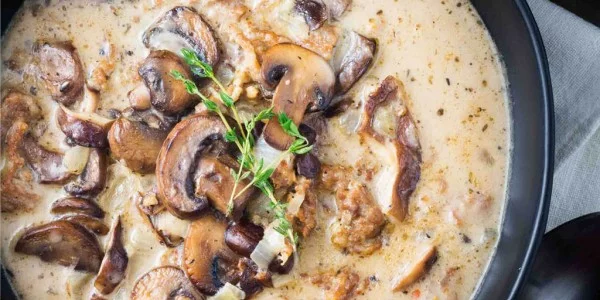 Creamy Mushroom Soup with Italian Sausage #soup #dinner #creamsoup #food #recipe