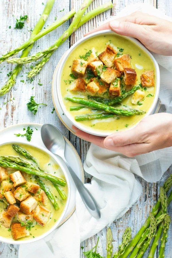 Healthy Cream of Asparagus Soup #soup #dinner #creamsoup #food #recipe