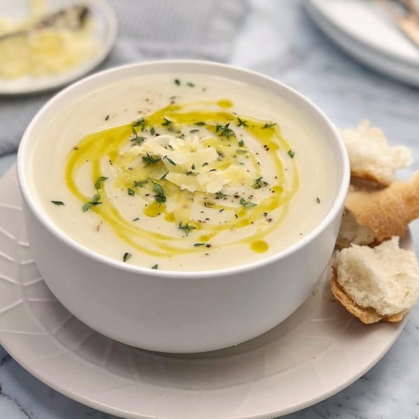 Cauliflower Parmesan Soup (No Cream) #soup #dinner #creamsoup #food #recipe