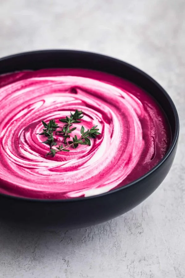 Roasted Beet Soup with a Cashew Cream Swirl #soup #dinner #creamsoup #food #recipe