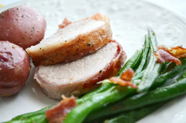 Bacon Wrapped Pork Tenderloin for Easter Dinner #easter #dinner #recipe #food