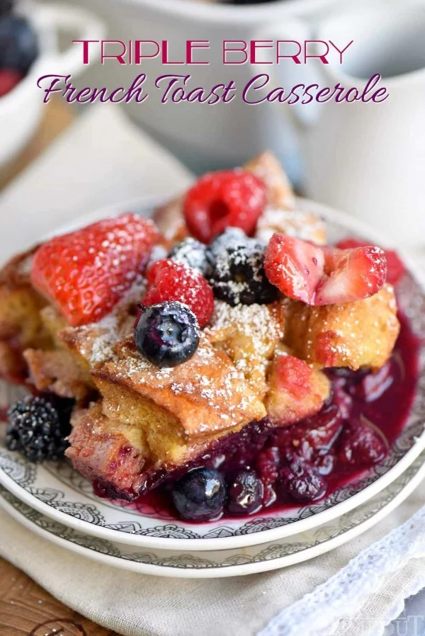 Triple Berry French Toast Casserole #breakfast #frenchtoast #recipe
