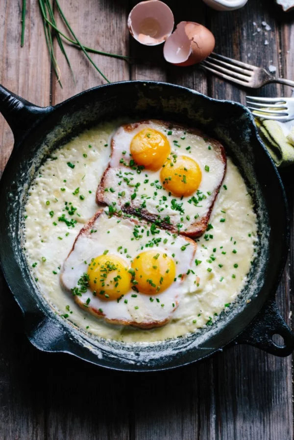 French Baked Toast with Cream and Eggs #breakfast #frenchtoast #recipe