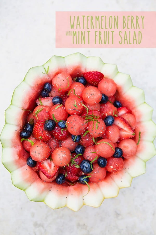Mint Watermelon Berry Fruit Salad: Turning a Fruit Bowl Into a Salad #fruit #dessert #food #recipe