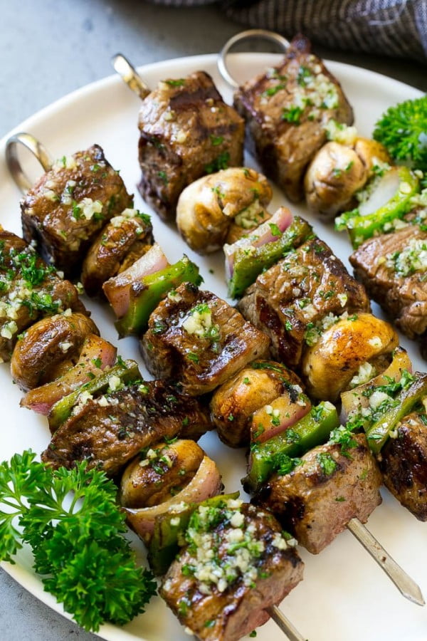 Steak Kabobs with Garlic Butter #grill #bbq #skewers #dinner #food #recipe
