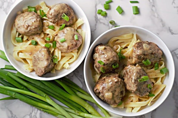 Homemade Swedish Meatballs with Egg Noodles Recipe for Two #beef #dinner #recipe