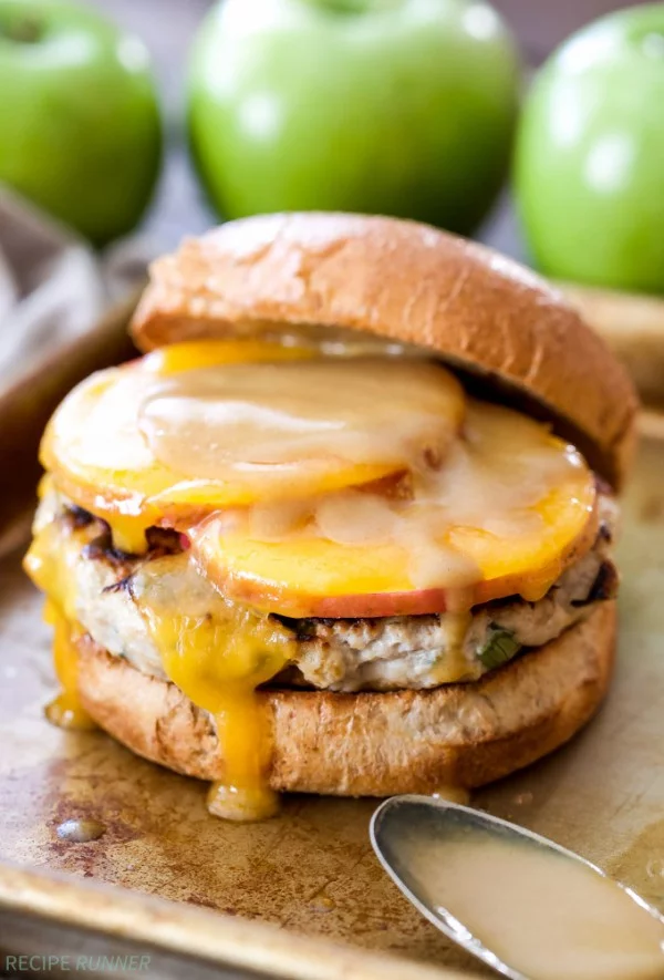 Apple Cheddar Turkey Burgers #burgers #healthy #recipe #lunch #dinner