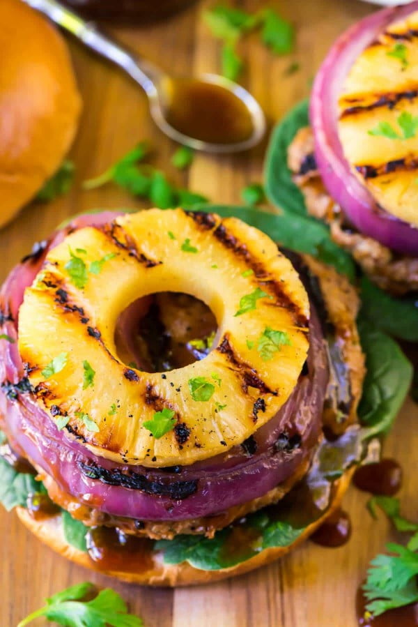 Teriyaki Burgers with Grilled Pineapple #burgers #healthy #recipe #lunch #dinner