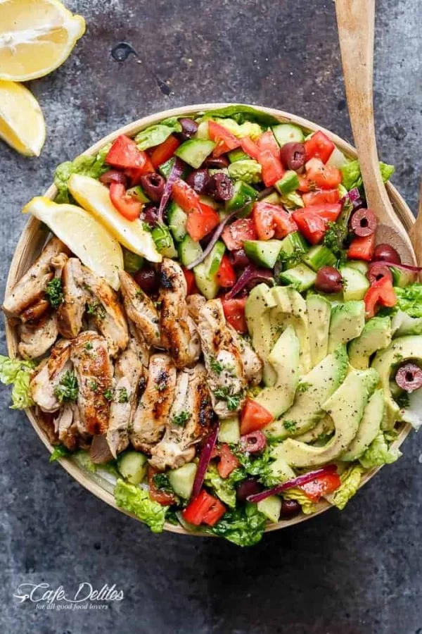Grilled Lemon Herb Mediterranean Chicken Salad #healthy #mexican #recipe #food #dinner