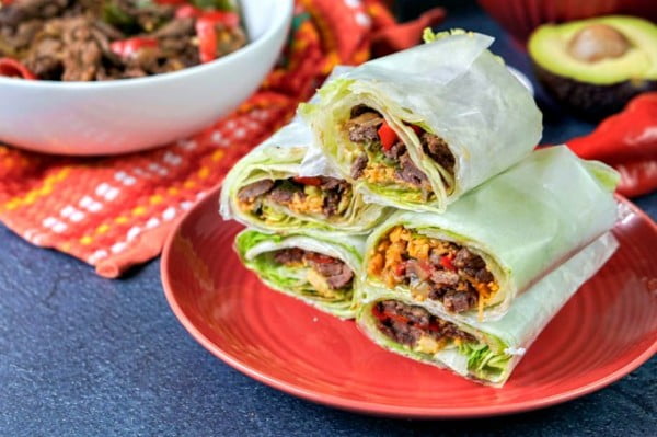 Low Carb Fajita Burrito Lettuce Wrap #healthy #mexican #recipe #food #dinner