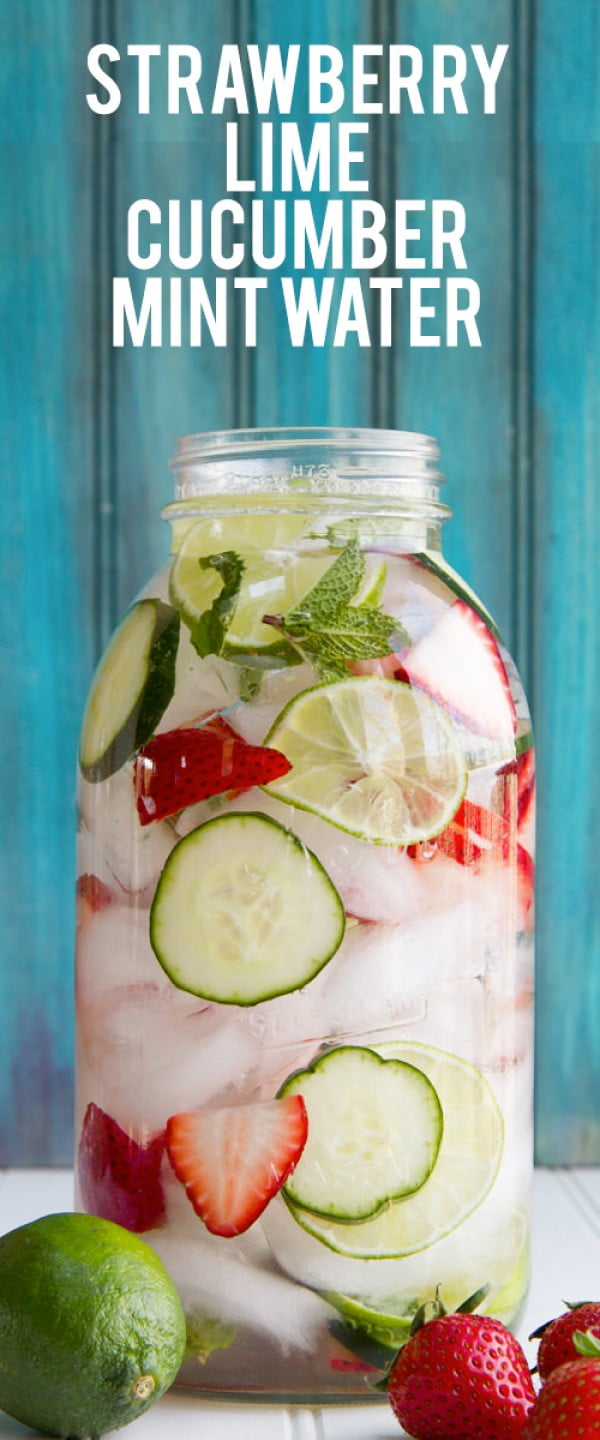 Strawberry, Lime, and Mint Infused Water #recipe #food #spring #dinner #healthy