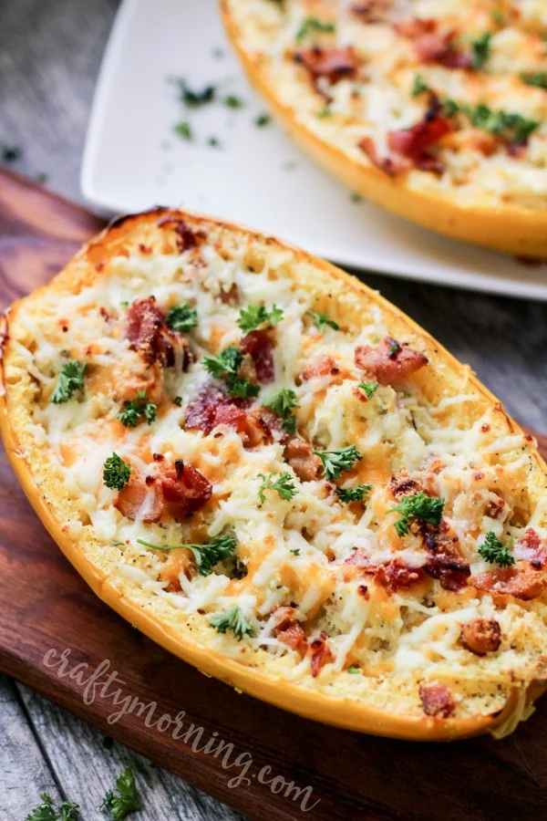 Bacon Au Gratin Spaghetti Squash #keto #healthy #dinner #recipe