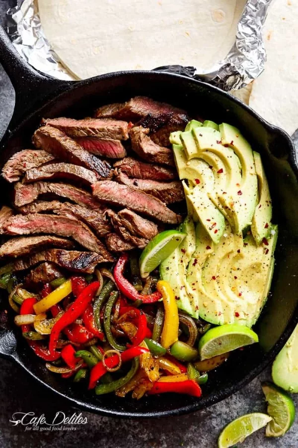 Chili Lime Steak Fajitas #keto #healthy #dinner #recipe