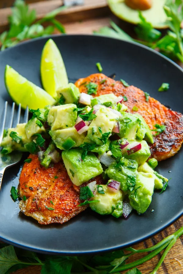 Blackened Salmon with Avocado Salsa Recipe #keto #healthy #dinner #recipe