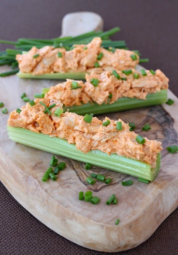 Buffalo Chicken Celery Sticks #keto #snack #recipe #food