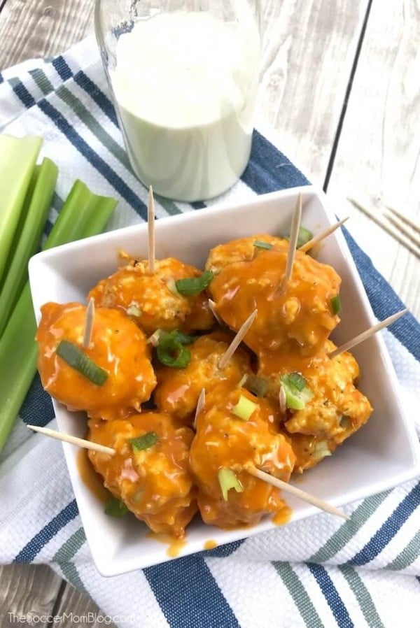 Keto Buffalo Chicken Meatballs (Gluten Free, Paleo) #keto #snack #recipe #food