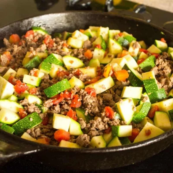 Mexican Zucchini and Beef Skillet #mexican #groundbeef #dinner #recipe