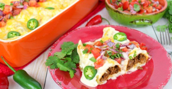 Sour Cream Enchiladas #mexican #groundbeef #dinner #recipe