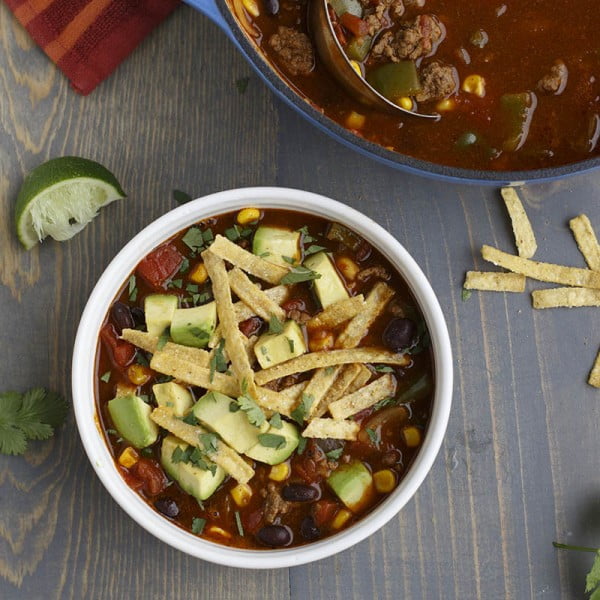 Ground Beef Tortilla Soup #mexican #groundbeef #dinner #recipe