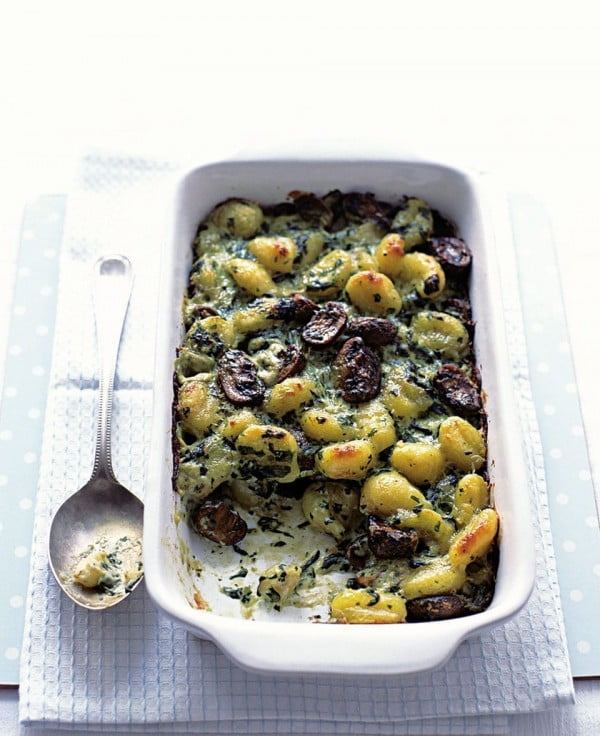 Baked gnocchi with spinach and mushrooms #mushroom #recipe #dinner #food