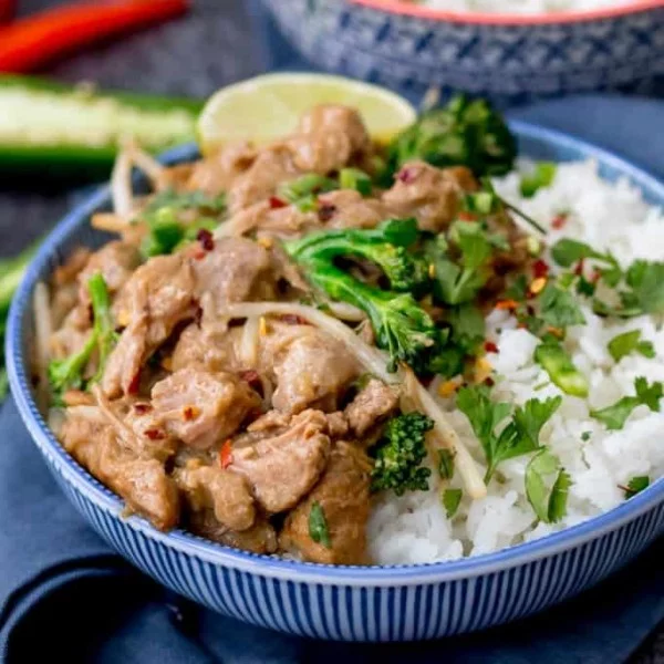 Thai Style Peanut Pork with Broccoli #pork #meat #dinner #recipe #food