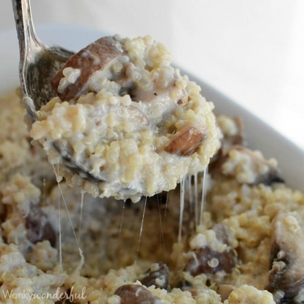 Mushroom and Roasted Garlic Quinoa #quinoa #healthy #dinner #recipe
