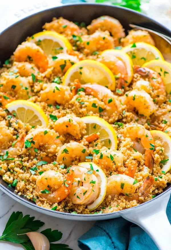 Garlic Shrimp with Quinoa #quinoa #healthy #dinner #recipe