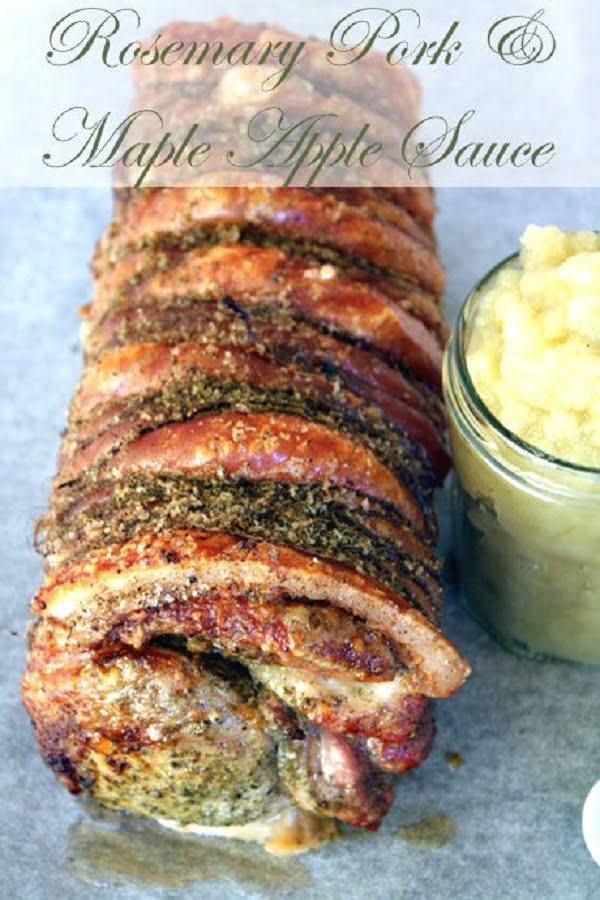 Rosemary Roasted Pork with Maple Apple Sauce #pork #meat #dinner #recipe #food