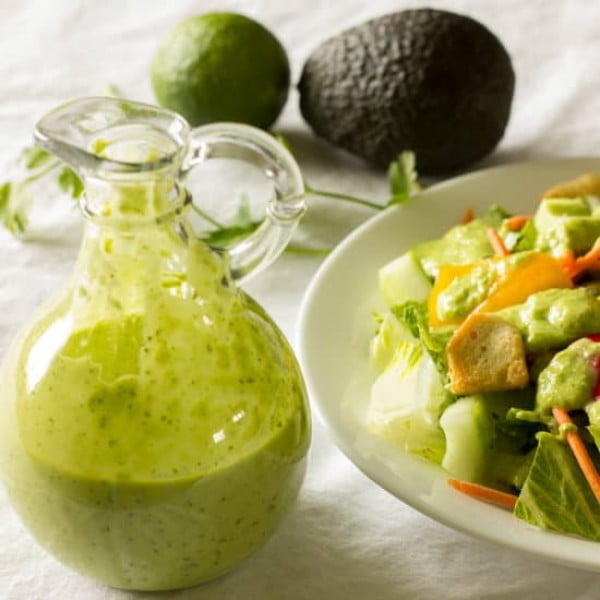 Avocado Cilantro Lime Salad Dressing #recipe #salad #saladdressing #dinner #lunch